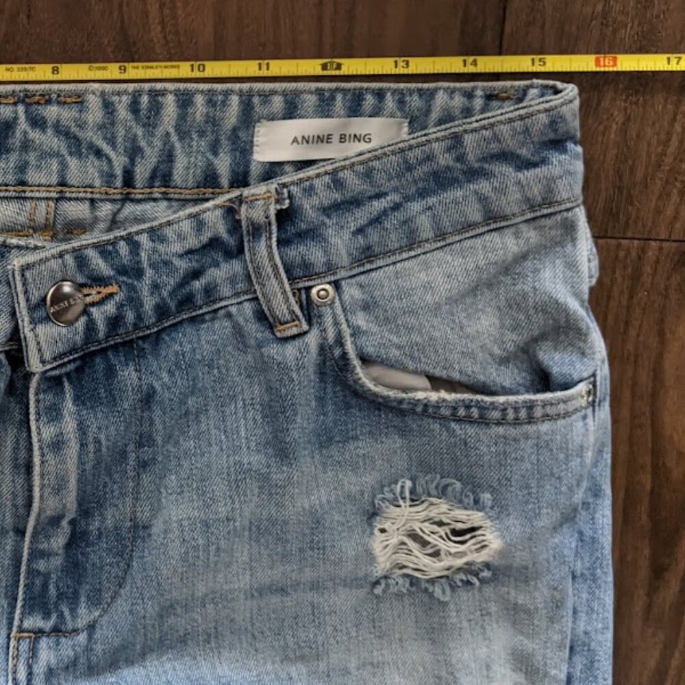 Anine Bing - Distressed Destroyed Jeans | Size 26 Relaxed Fit | Light Wash Blue - Picture 12 of 15
